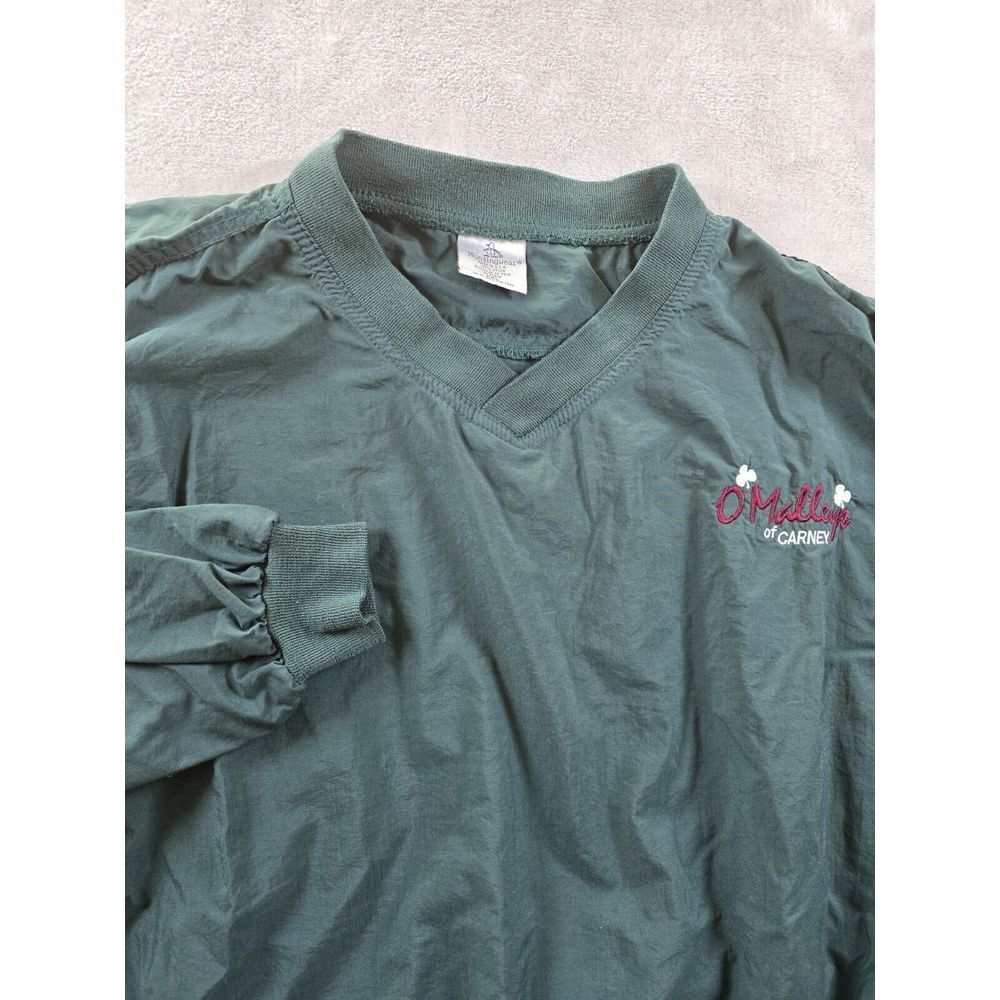 Vintage Munsingwear Mens Green V-Neck Nylon Pullover Jacket‎ Size XL *Logo